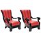 Austrian Red Leather Armchairs Attributed to Otto Prutscher, Set of 2 1
