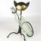 Austrian Mid-Century Brass Cat Wine Bottle Holder by Walter Bosse 2