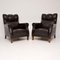 Antique Swedish Leather Lounge Chairs, Set of 2 2