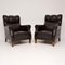 Antique Swedish Leather Lounge Chairs, Set of 2, Image 2