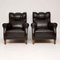 Antique Swedish Leather Lounge Chairs, Set of 2 1