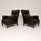 Antique Swedish Leather Lounge Chairs, Set of 2 3
