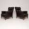 Antique Swedish Leather Lounge Chairs, Set of 2, Image 3