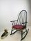 Vintage Scandinavian Black Beech & Oak Rocking Chair, 1960s 8