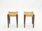 Stained Oak & Rope Stools by Adrien Audoux & Frida Minet, 1950s, Set of 2, Image 1