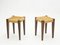 Stained Oak & Rope Stools by Adrien Audoux & Frida Minet, 1950s, Set of 2 2