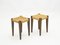 Stained Oak & Rope Stools by Adrien Audoux & Frida Minet, 1950s, Set of 2, Image 12