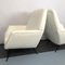 Fauteuils en Velours Blanc, Italie, 1950s, Set de 2 3