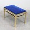 Gilt Metal & Blue Cotton Velvet Bench, 1970s 6