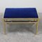 Gilt Metal & Blue Cotton Velvet Bench, 1970s 1