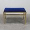 Banc en Métal Doré et Velours de Coton Bleu, 1970s 5