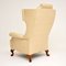 Antique William & Mary Style Faux Leather Wingback Armchair 9