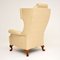 Antique William & Mary Style Faux Leather Wingback Armchair, Image 9