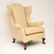 Antique William & Mary Style Faux Leather Wingback Armchair 2