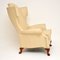 Antique William & Mary Style Faux Leather Wingback Armchair, Image 4