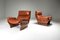 Mid-Century Cognac Leather Lounge Chairs by Osvaldo Borsani, Set of 2 3