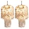 Large Brass White Spiral Murano Glass Torciglione Chandeliers, 1960, Set of 2 1