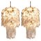 Large Brass White Spiral Murano Glass Torciglione Chandeliers, 1960, Set of 2, Image 1