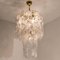 Large Brass White Spiral Murano Glass Torciglione Chandeliers, 1960, Set of 2 5