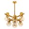 Large Brass and Glass Light Fixture in the Style of Jacobsson, 1960s 1