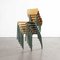 French Vintage Aqua Model 511 Stacking Chairs from Mullca, 1950s, Set of 6, Image 4