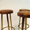 Vintage Brass and Leather Barstools, 1950s, Set of 3, Image 6