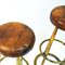 Vintage Brass and Leather Barstools, 1950s, Set of 3 5