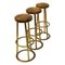 Vintage Brass and Leather Barstools, 1950s, Set of 3 1
