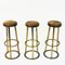 Vintage Brass and Leather Barstools, 1950s, Set of 3, Image 8