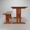 Mid-Century Pine Wood Bench and Dining Table, 1960s, Set of 2, Image 5