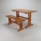 Mid-Century Pine Wood Bench and Dining Table, 1960s, Set of 2, Image 1