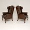 Leather Wing Back Armchairs, 1930s, Set of 2 2