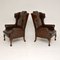 Leather Wing Back Armchairs, 1930s, Set of 2, Image 2