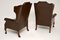 Leather Wing Back Armchairs, 1930s, Set of 2 11