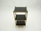 Brass and Black Leather Side Table from Maison Jansen, 1970s 3