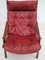 High Back Cherry Brown Leather and Teak Relax Armchair, 1970s, Image 12