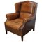 Vintage Dutch Cognac Colored Leather Wingback Club Chair, Image 1
