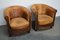 Club chair vintage in pelle color cognac, Olanda, set di 2, Immagine 4