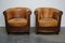 Vintage Dutch Cognac Colored Leather Club Chair, Set of 2, Image 2