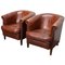 Club chair vintage in pelle color cognac, Olanda, set di 2, Immagine 1