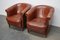 Club chair vintage in pelle color cognac, Olanda, set di 2, Immagine 11