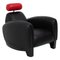 DS-57 Black and Red Leather Armchair by Franz Romero for De Sede 1