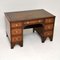 Antiker Schreibtisch aus Wurzel- & Nussholz mit Lederplatte 1