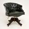 Antique Georgian Style Leather Swivel Desk Chair, 1950s 1