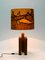 Lampada da tavolo grande in teak con paralume dipinto a mano di Temde, Immagine 3