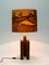 Large Teak Table Lamp with Hand-Painted Lampshade from Temde, Image 3