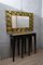 Glass & Brass Console Table in Black, 1980s 4