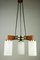 Mid-Century Triangular Teak, Brass & Glass Pendant Lamp, Image 2