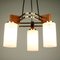 Mid-Century Triangular Teak, Brass & Glass Pendant Lamp, Image 3