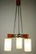 Mid-Century Triangular Teak, Brass & Glass Pendant Lamp 4